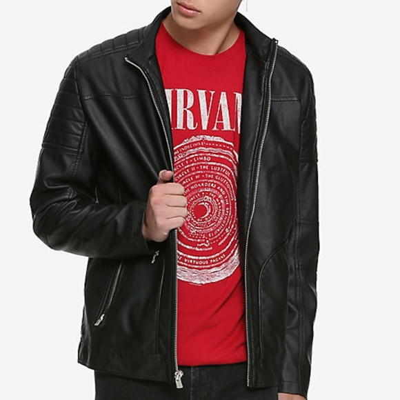 Hot Topic - Black Hooded Faux Leather Jacket - Picture 3 of 3